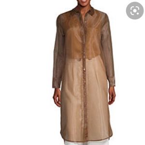 Women’s long sleeve tunic top bronze sheer